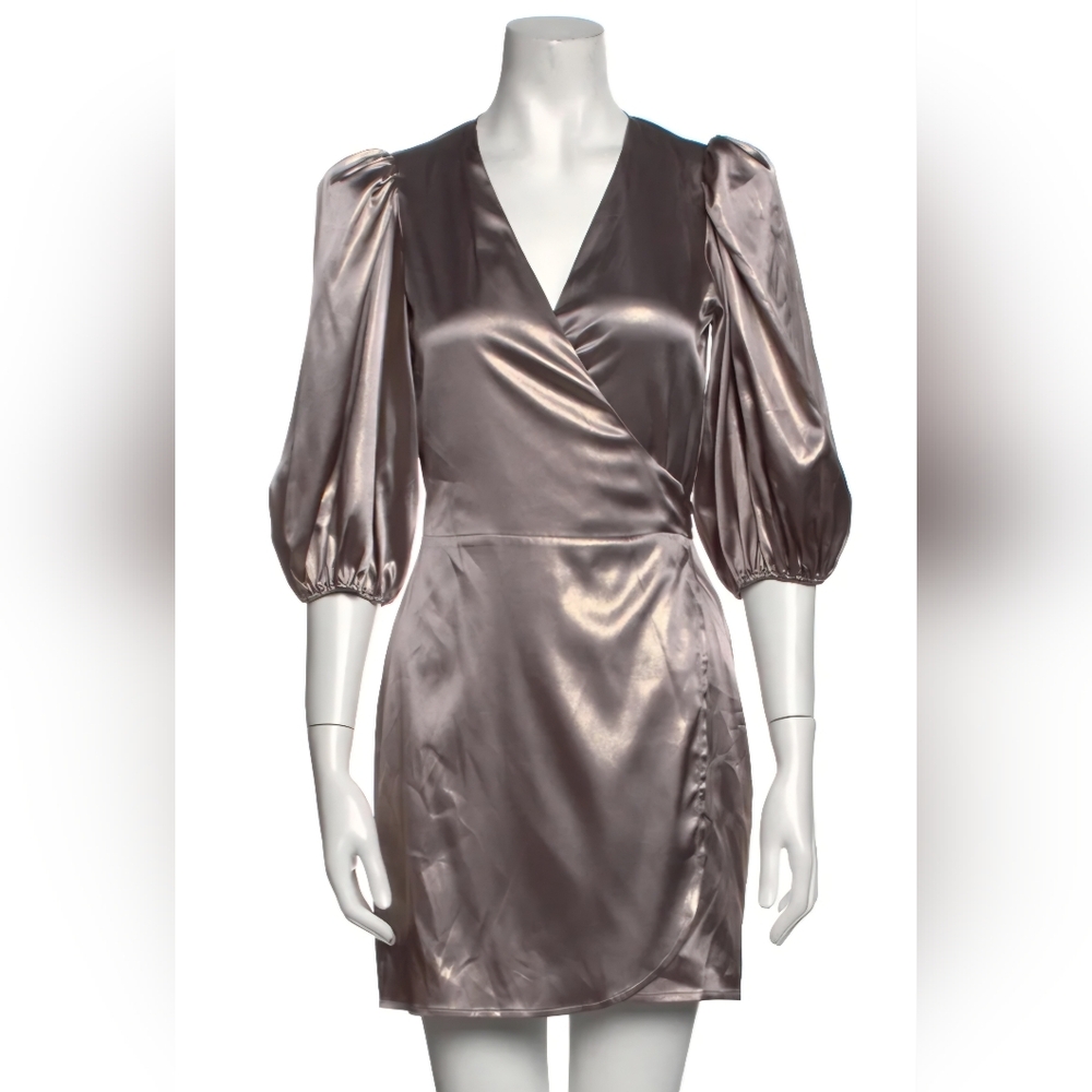 NWT Reformation Terezia Silver Mini Wrap Dress Size M - Picture 5 of 5